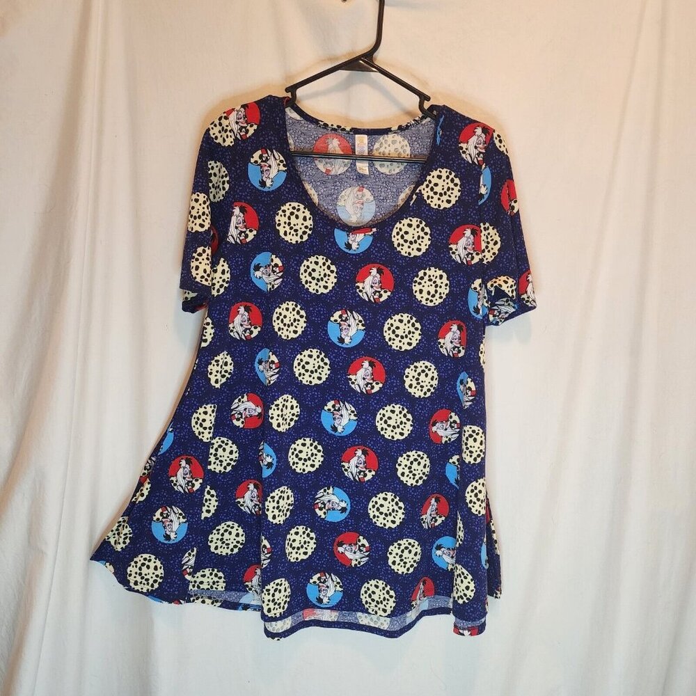 LuLaRoe Disney Cruella De Vil 101 Dalmatians Top Womens Size S Short Sleeve Tee